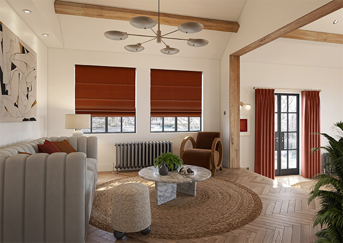 Ultra Luxe Velvet, Burnt Brick - Motorised Roman Blind - Image 6